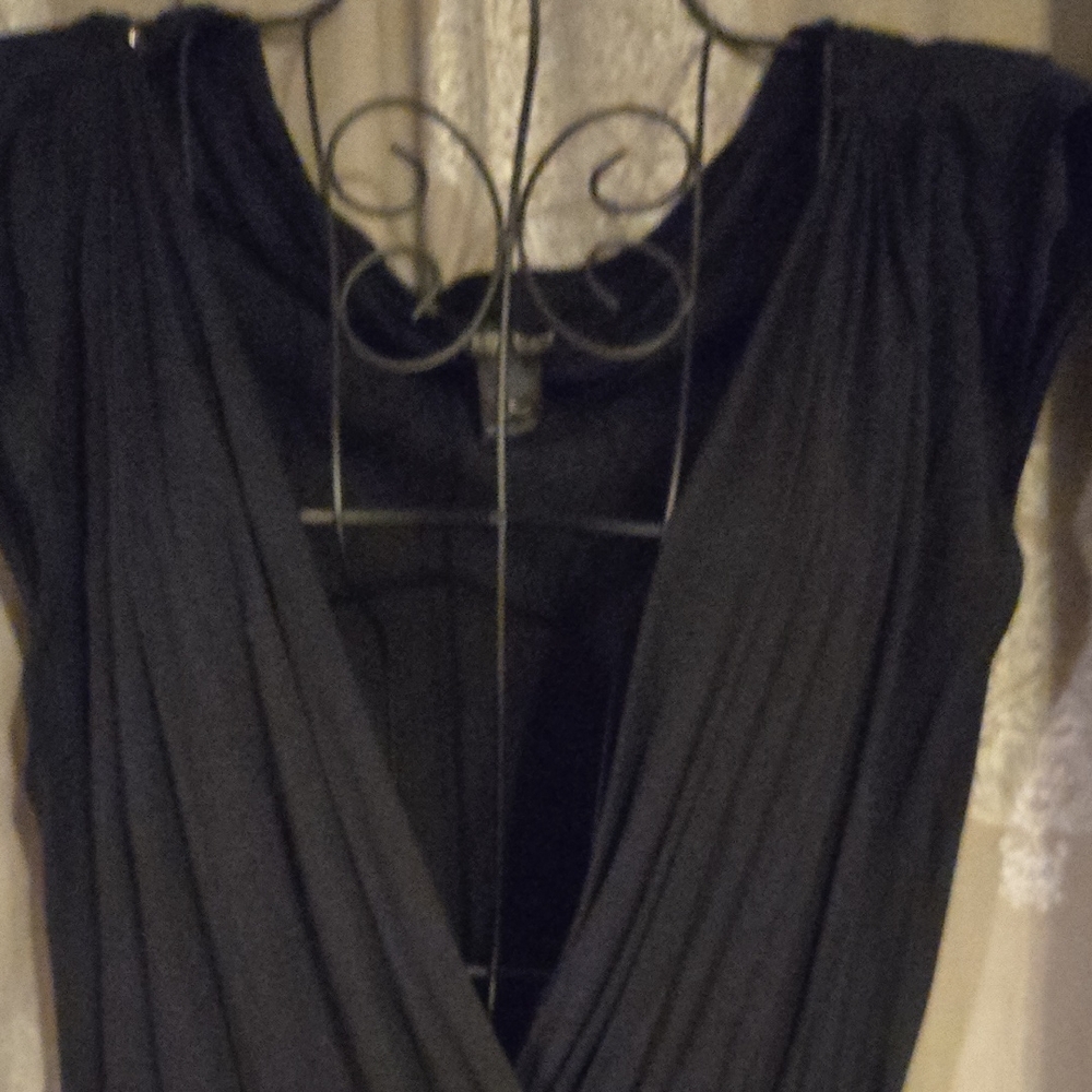 White House Black Market Draped Black Blouse - Picture 3 of 3